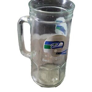 Fisher Peanuts Seattle Seahawks Glass Mug Beer Stein Football Helmet Logo  Vtg